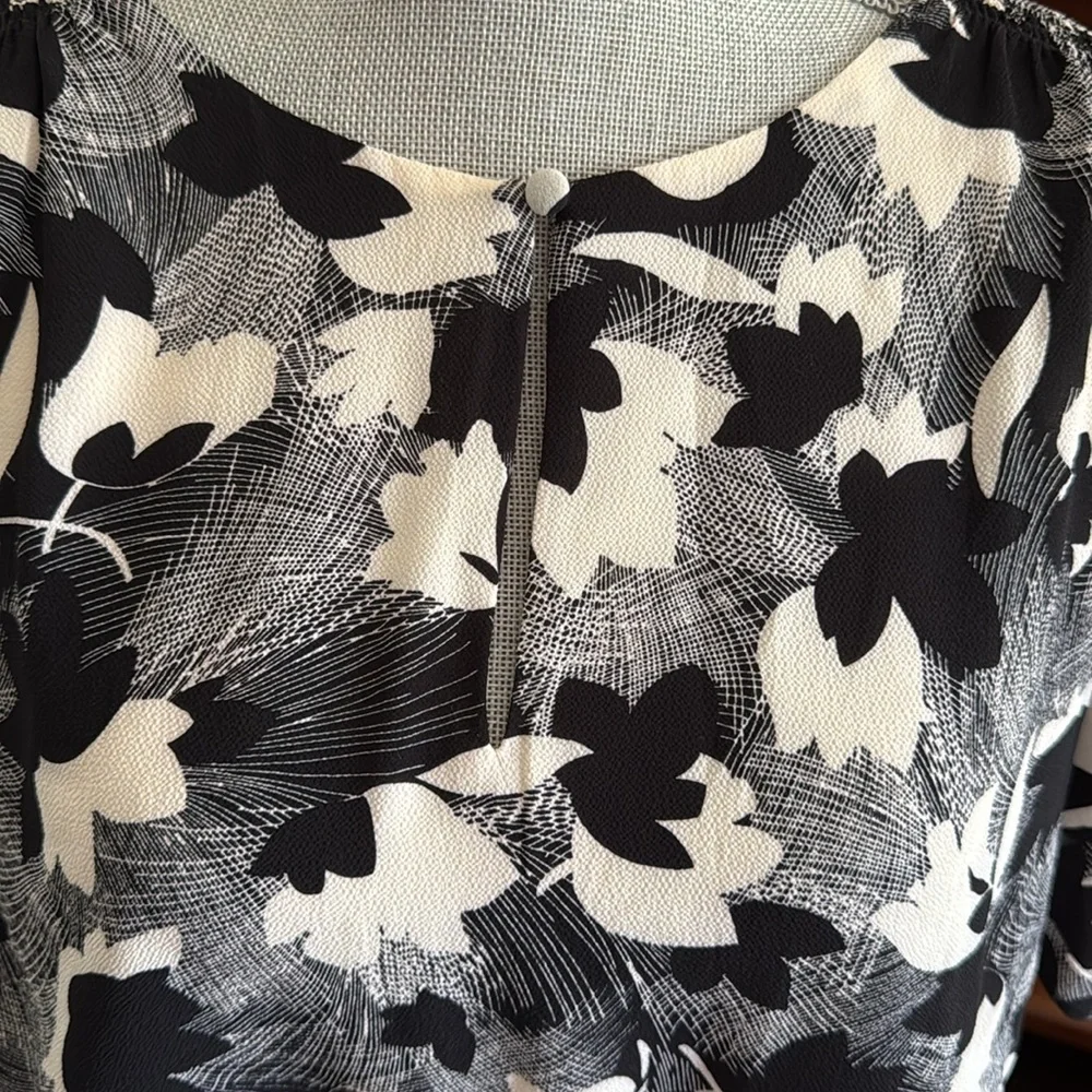 Lauren Ralph Lauren Black and White Floral Dress Size 12 - Picture 5 of 12